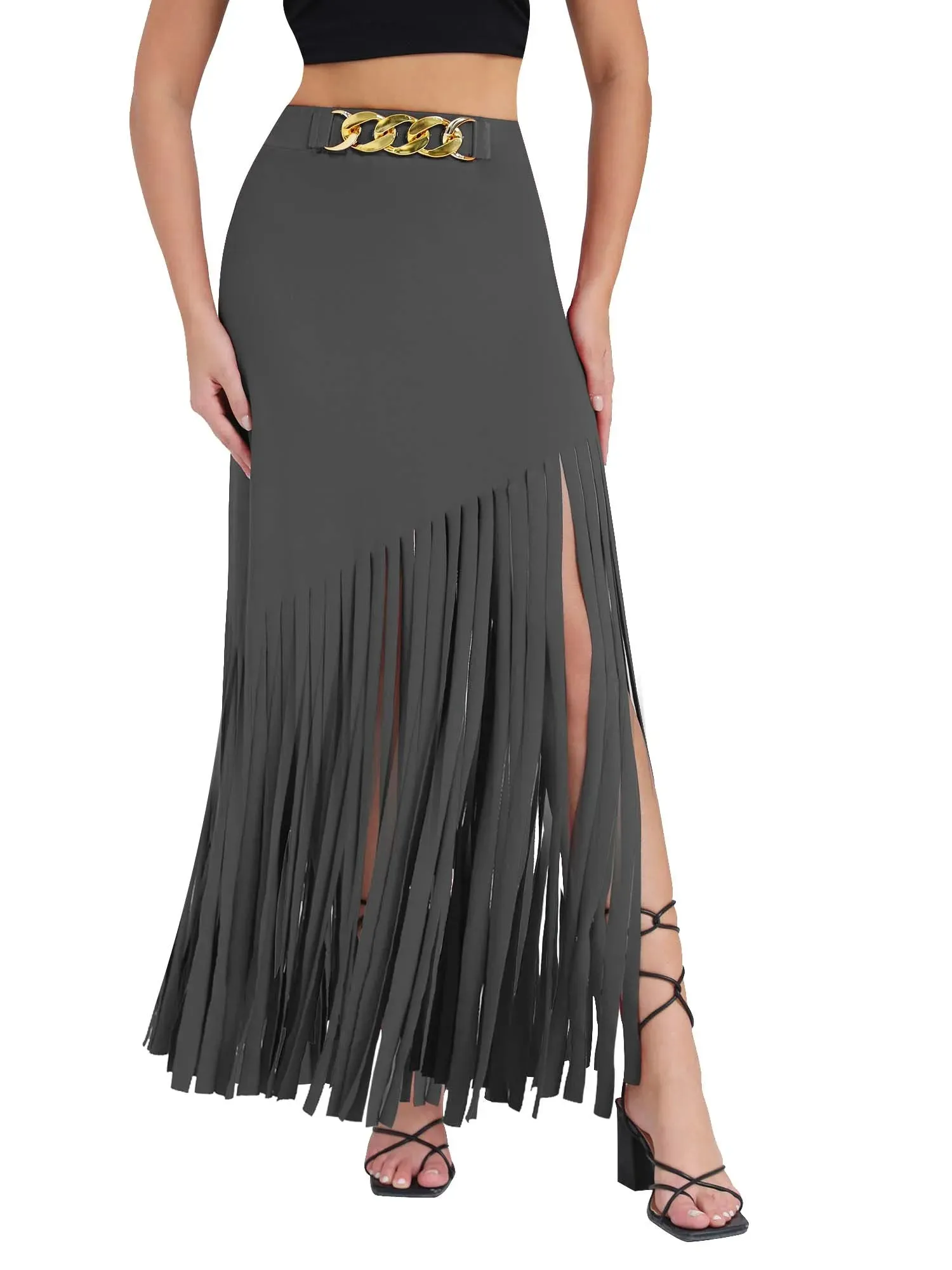 Elastic Waist Maxi Goth Punk Skirts