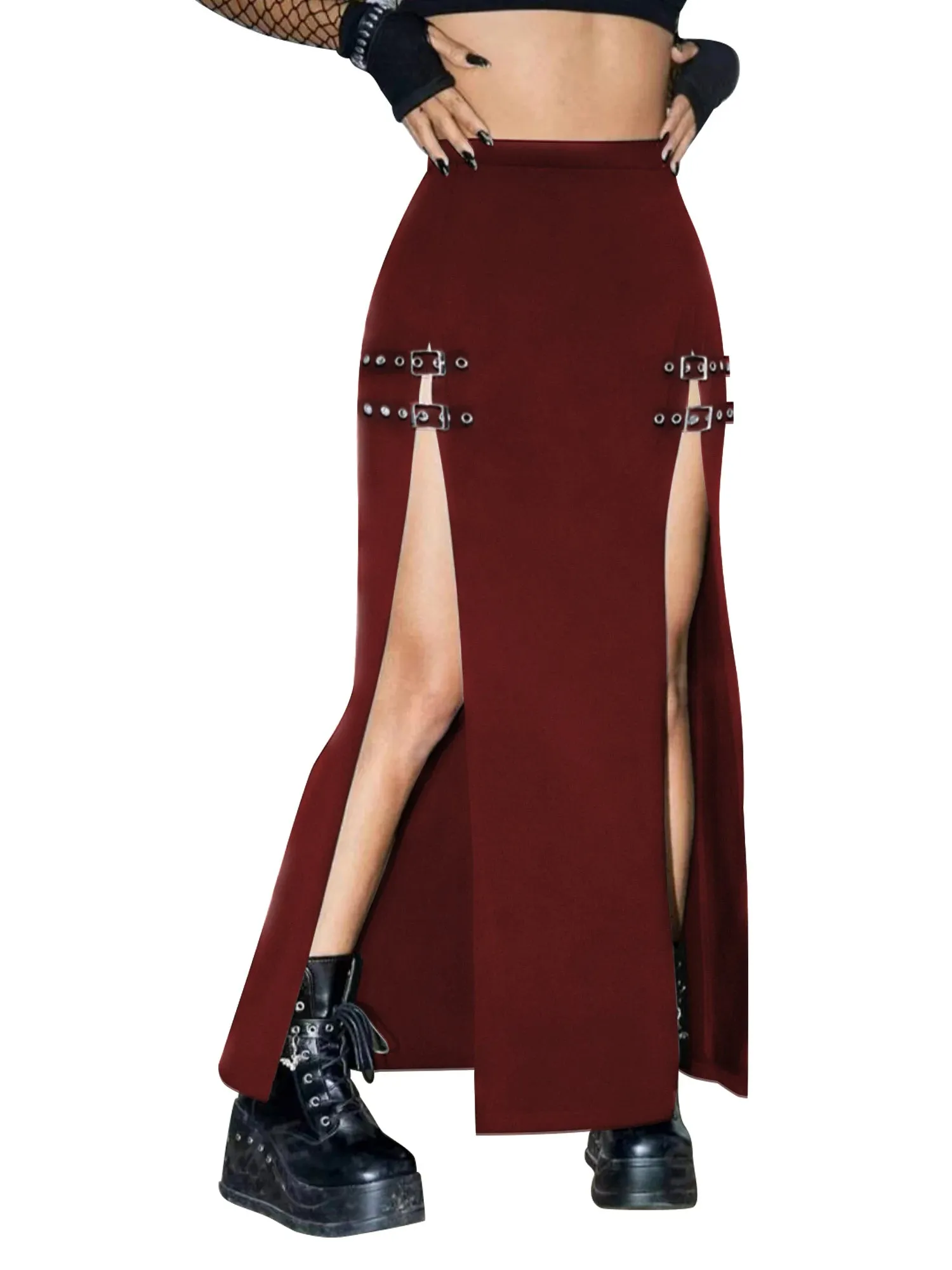 Elastic Waist Maxi Goth Punk Skirts