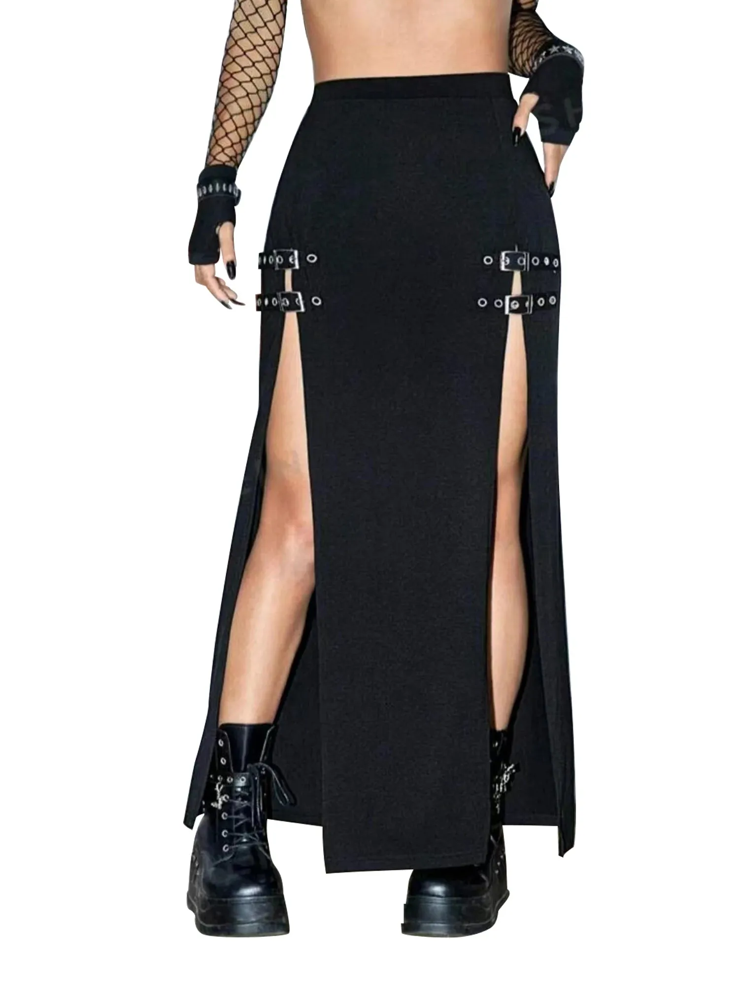 Elastic Waist Maxi Goth Punk Skirts
