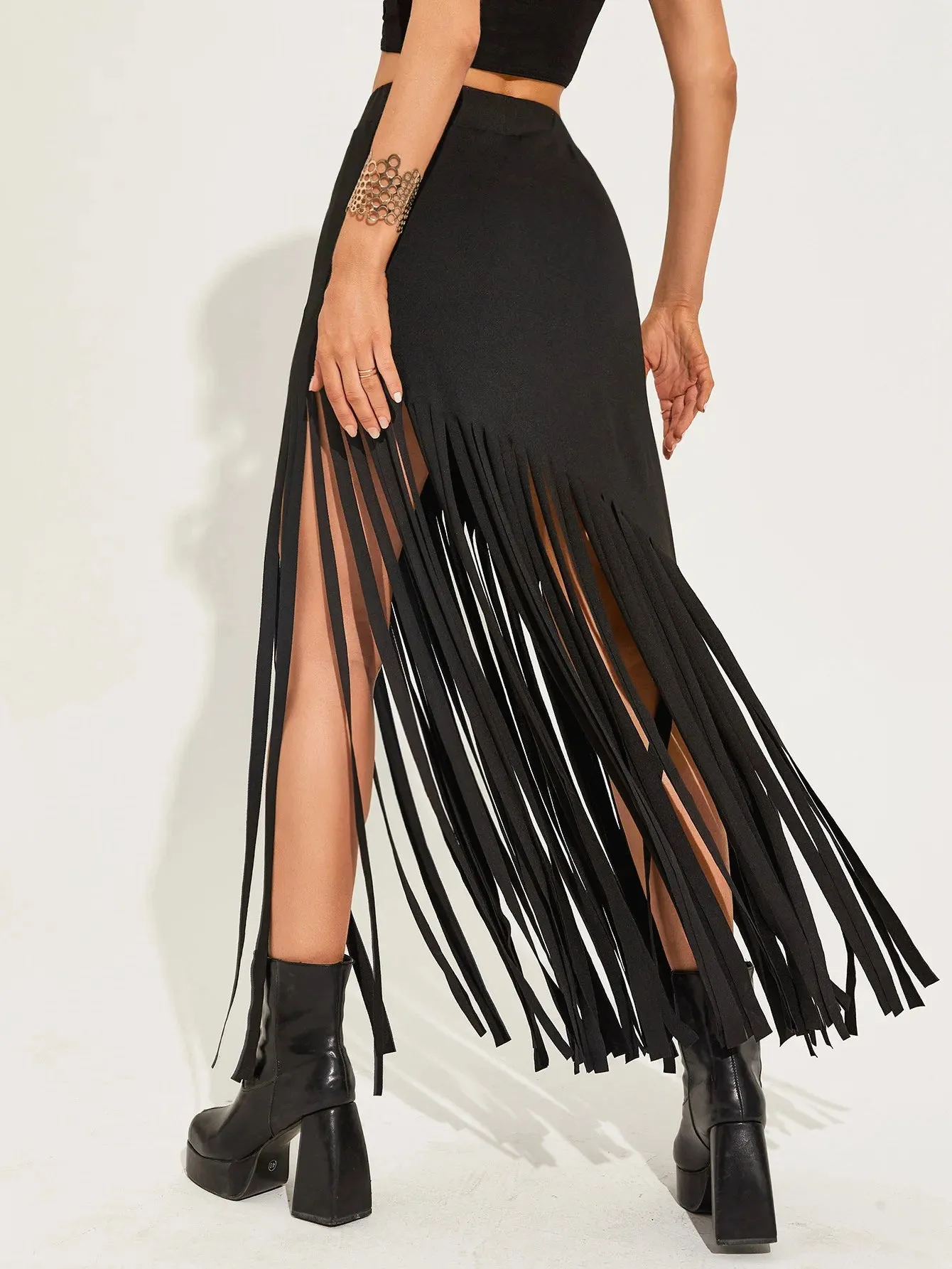 Elastic Waist Maxi Goth Punk Skirts