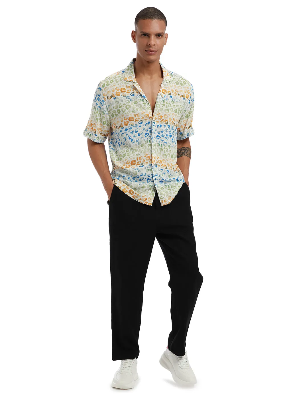 Exotic Fauna Print Half sleeve shirt