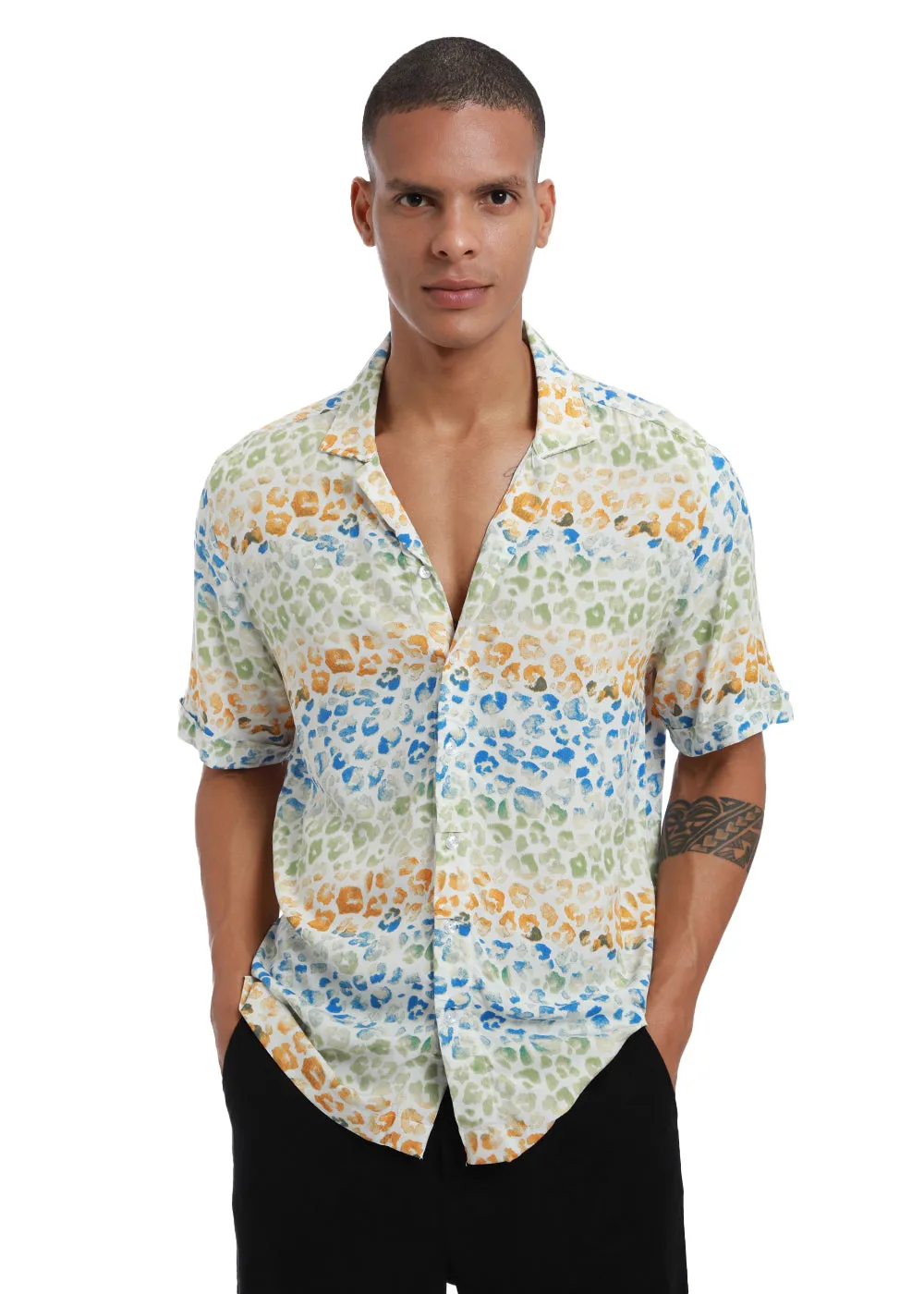 Exotic Fauna Print Half sleeve shirt