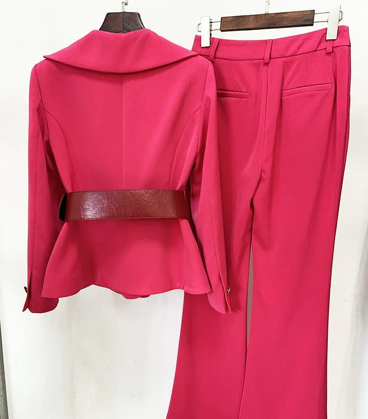 FABIOLA V Neck Belt Bodycon Suit