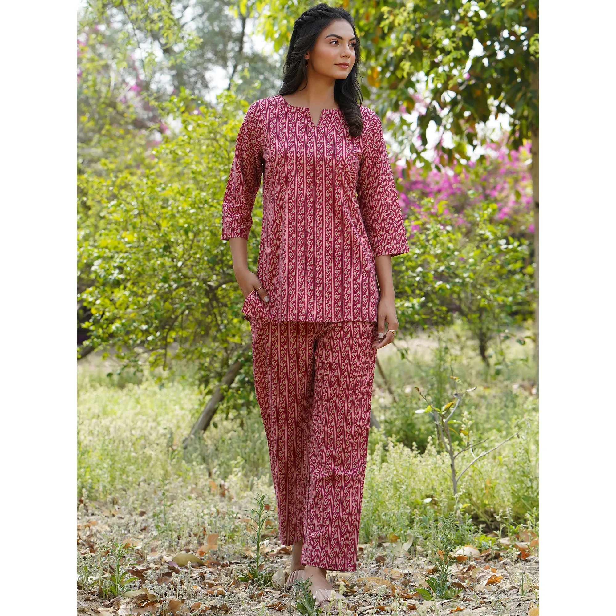 Floral Twines on Maroon Loungewear