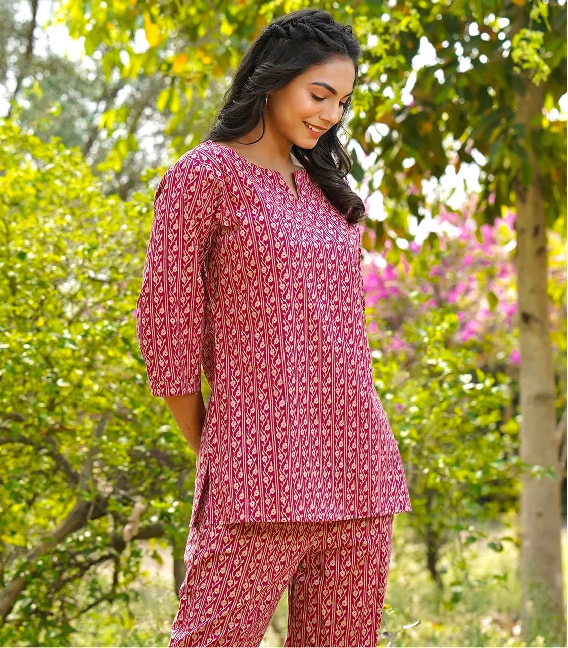 Floral Twines on Maroon Loungewear