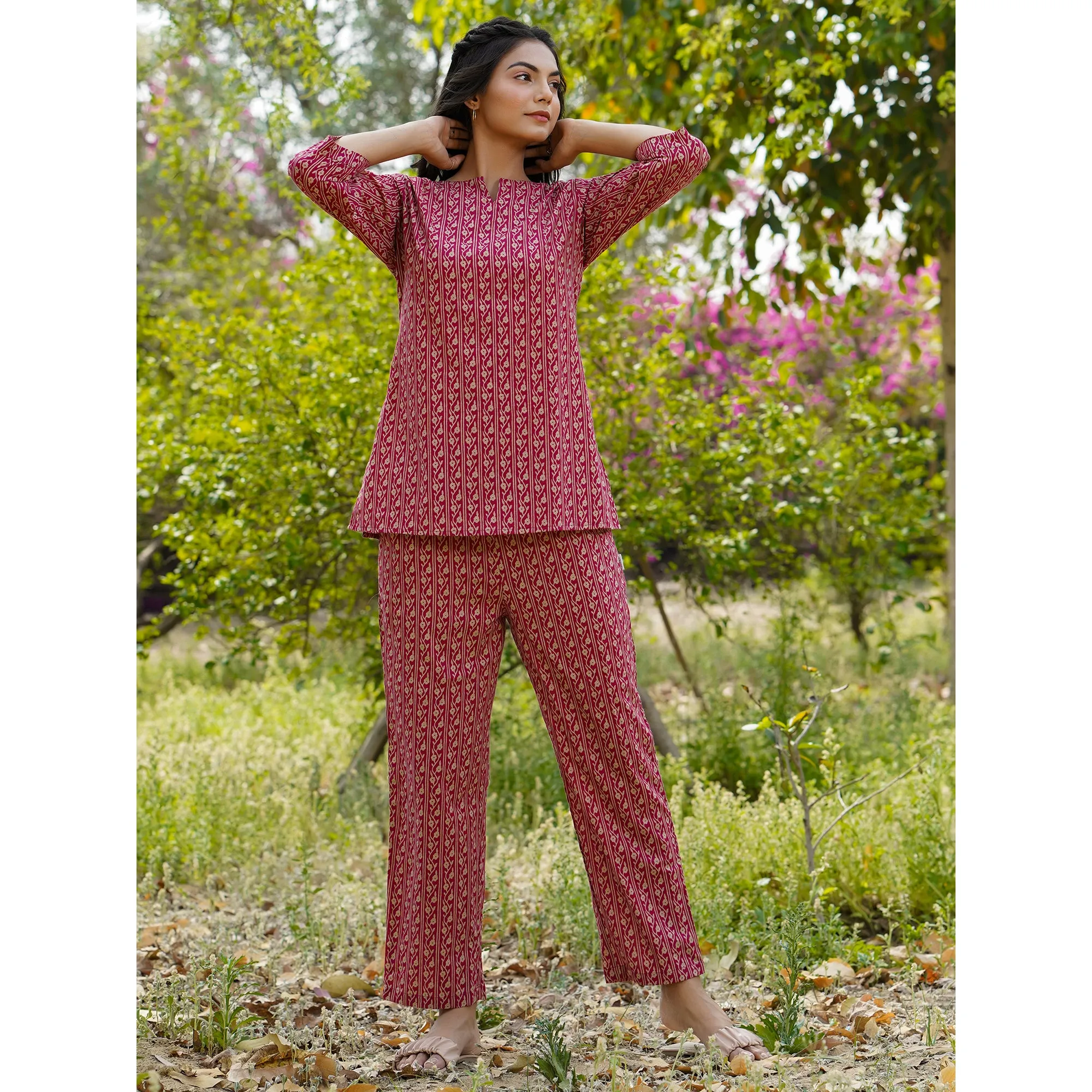 Floral Twines on Maroon Loungewear