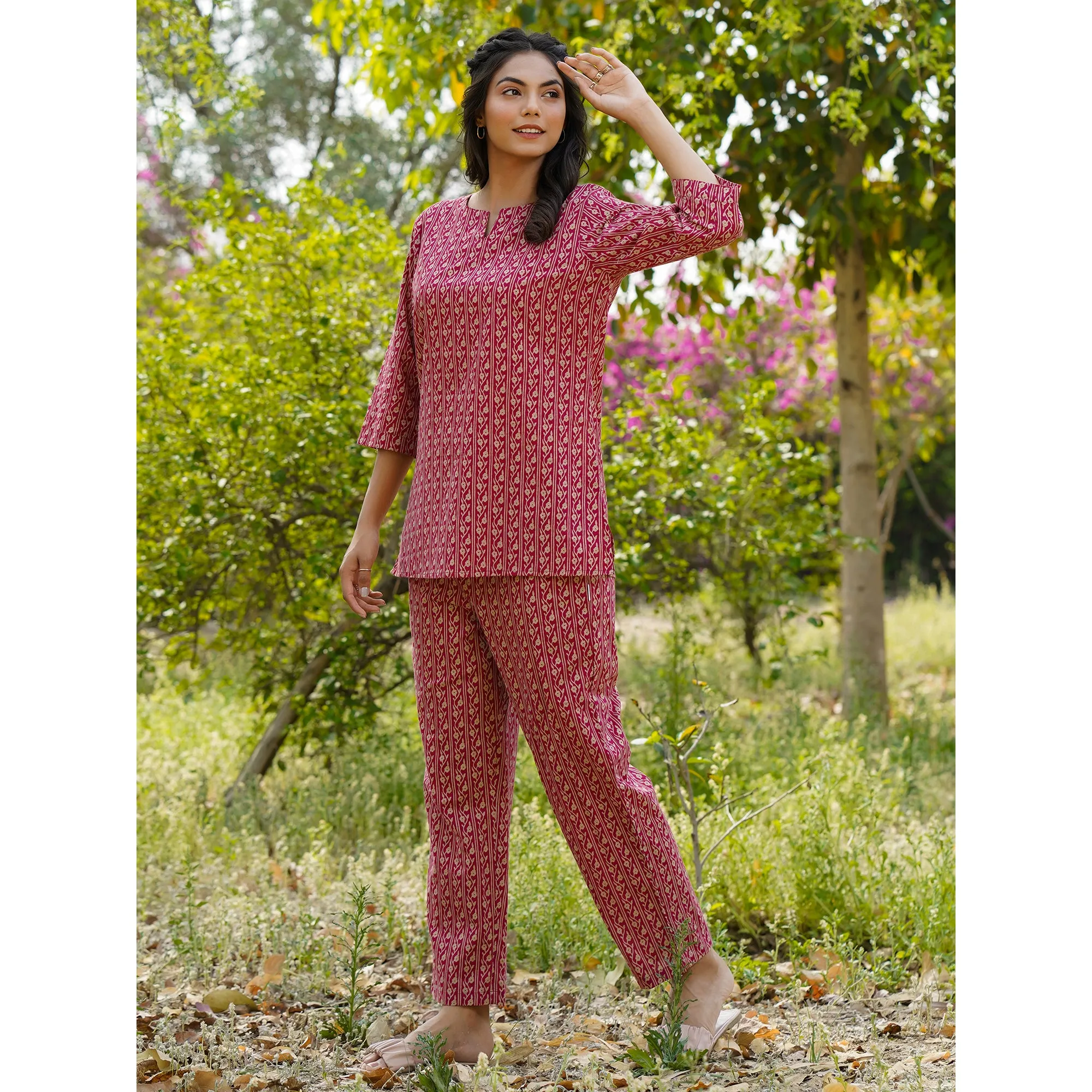 Floral Twines on Maroon Loungewear