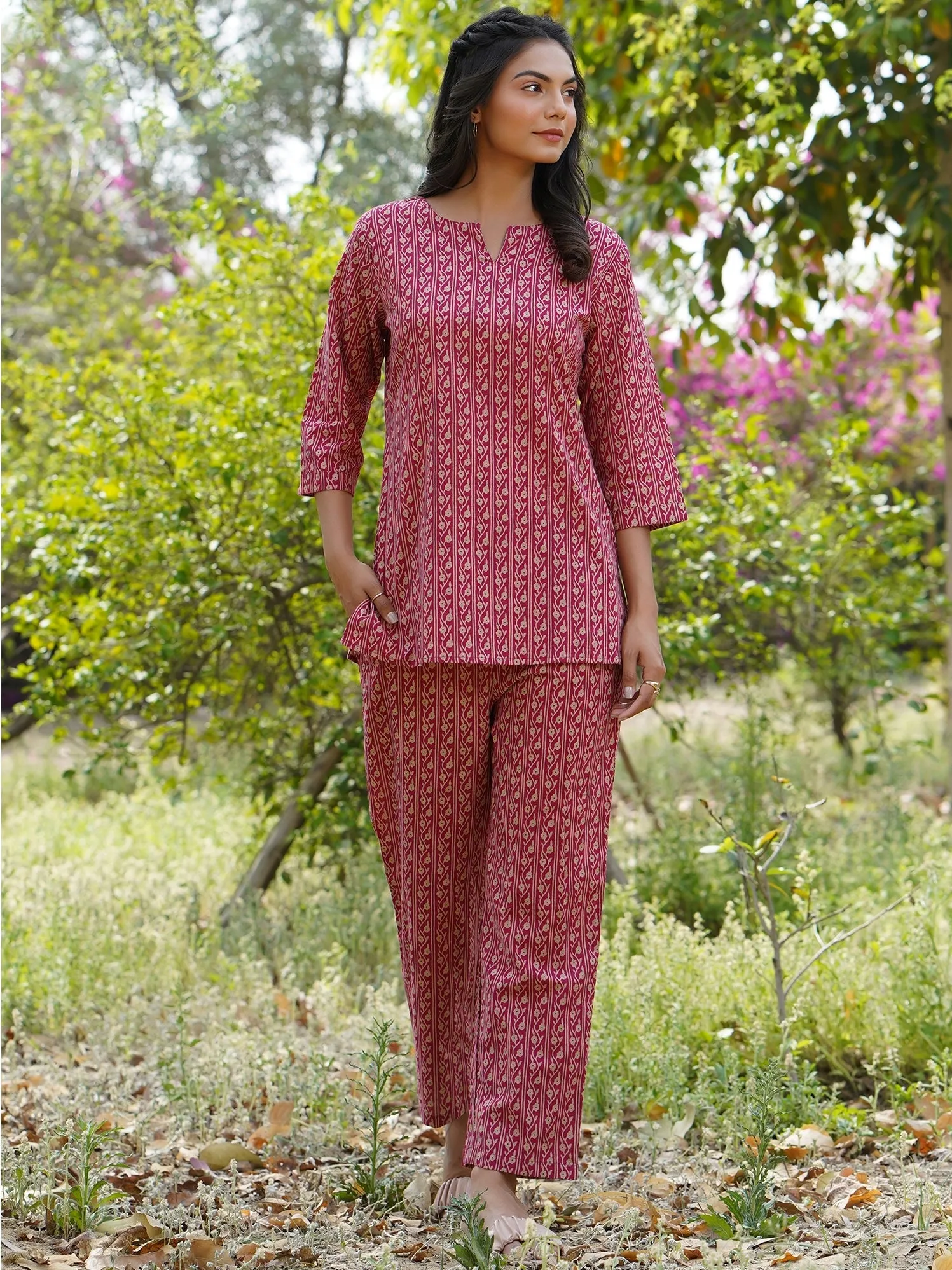 Floral Twines on Maroon Loungewear