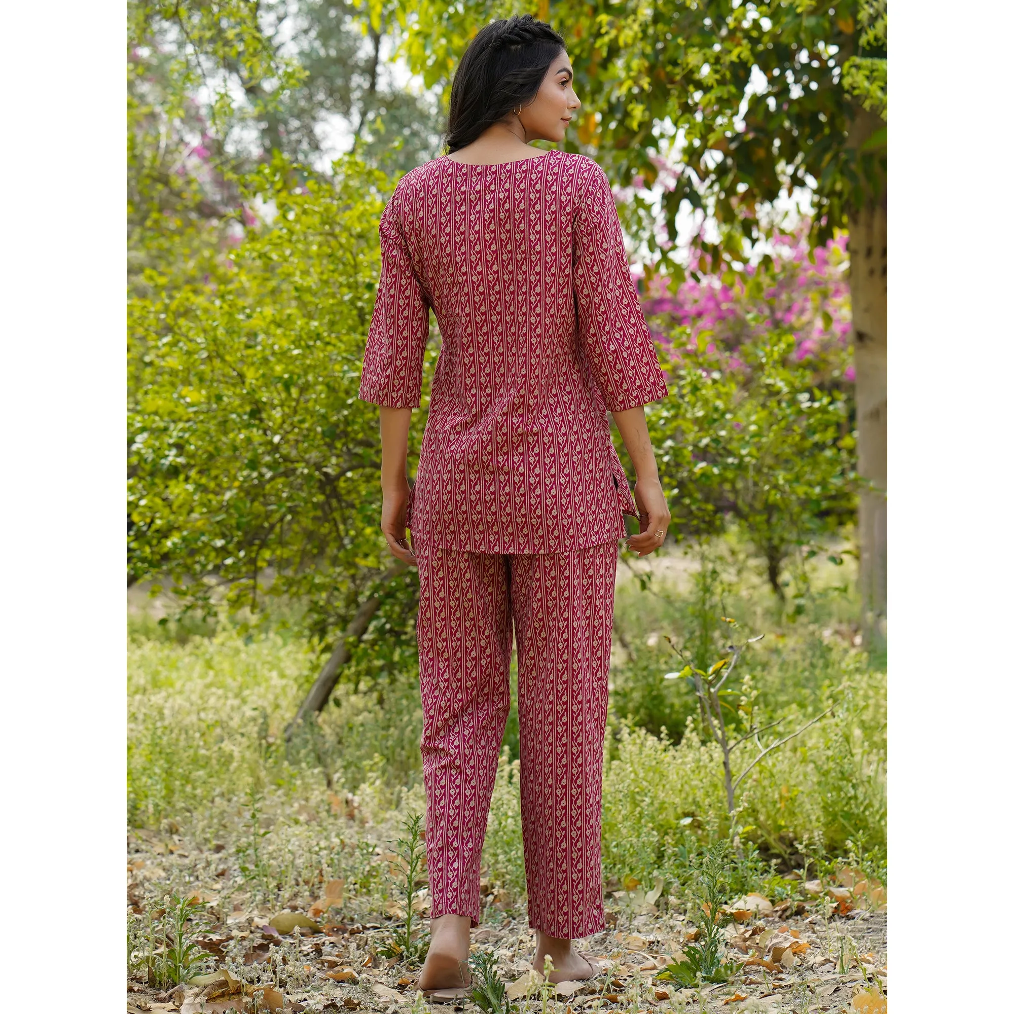 Floral Twines on Maroon Loungewear