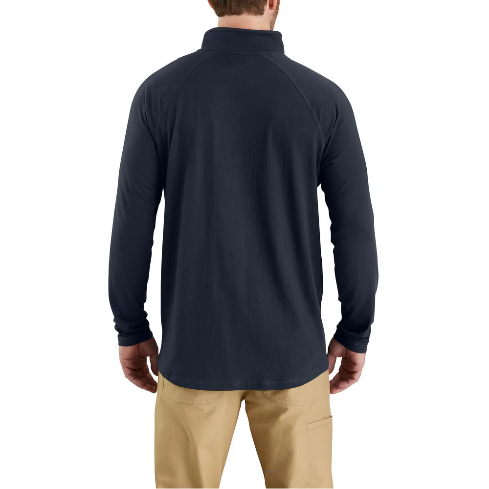 Force Relaxed Fit Midweight Long-Sleeve Quarter-Zip Mock-Neck T-Shirt - I26-Navy | Carhartt 106660