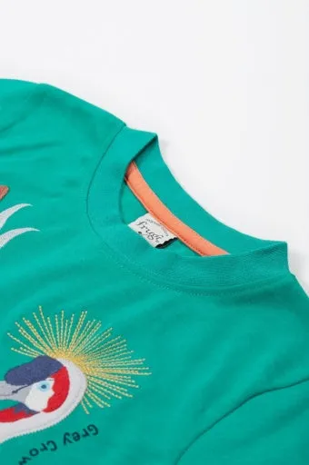 Frugi Carsen Applique T-Shirt - Iguana/Long Neck Pals