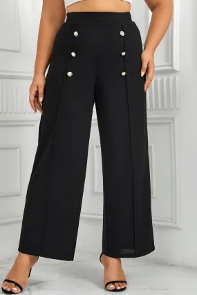 hulianfu Casual Solid Patchwork Plus Size Trousers