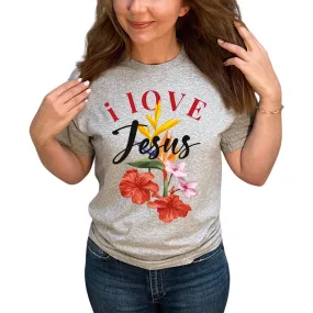 I Love Jesus Flower T-Shirt