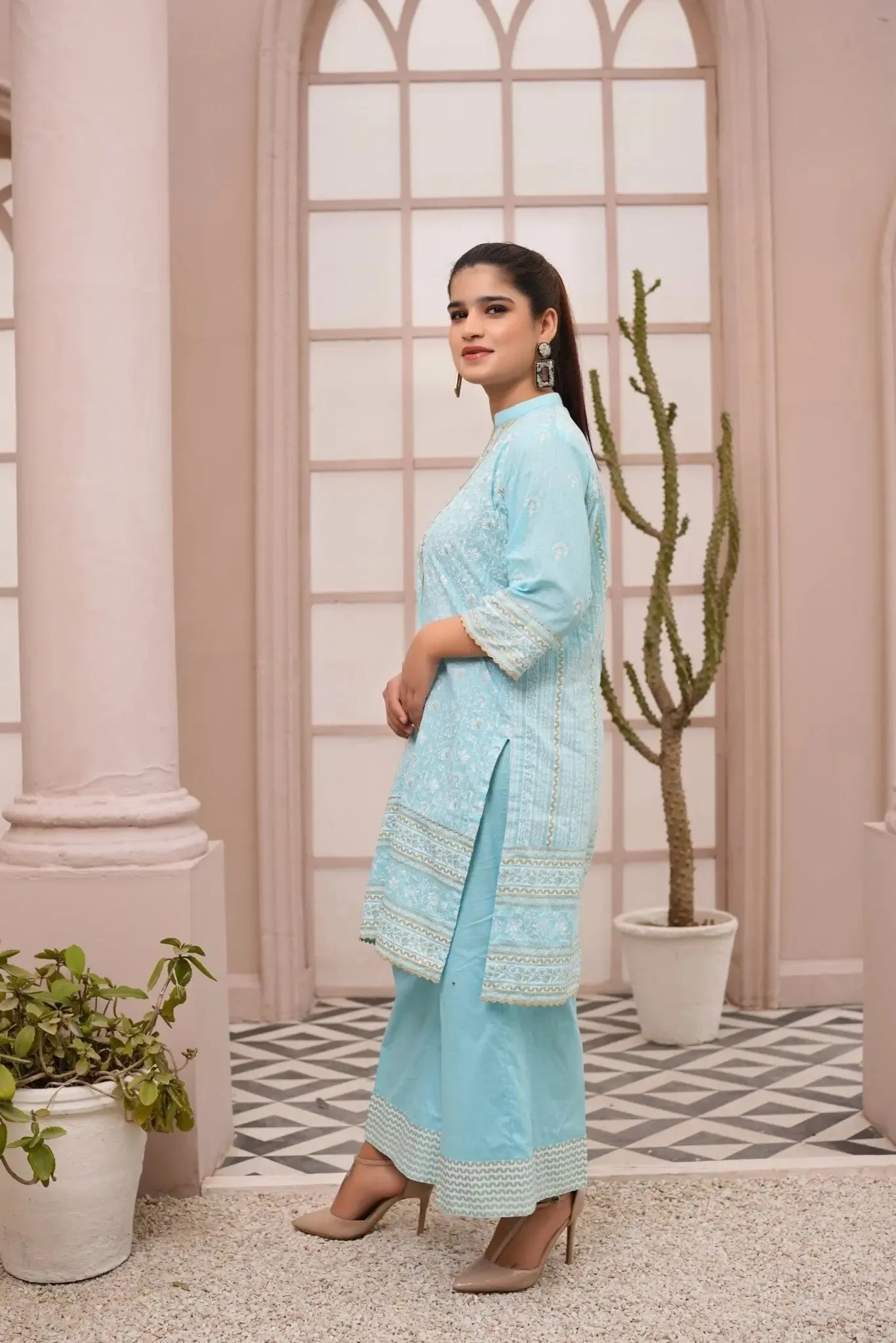IshDeena Indian Kurta Set for Women: Cotton Fabric, Casual & Festive, 2-Piece Printed Kurta, Office Wear Plus Size M-3XL