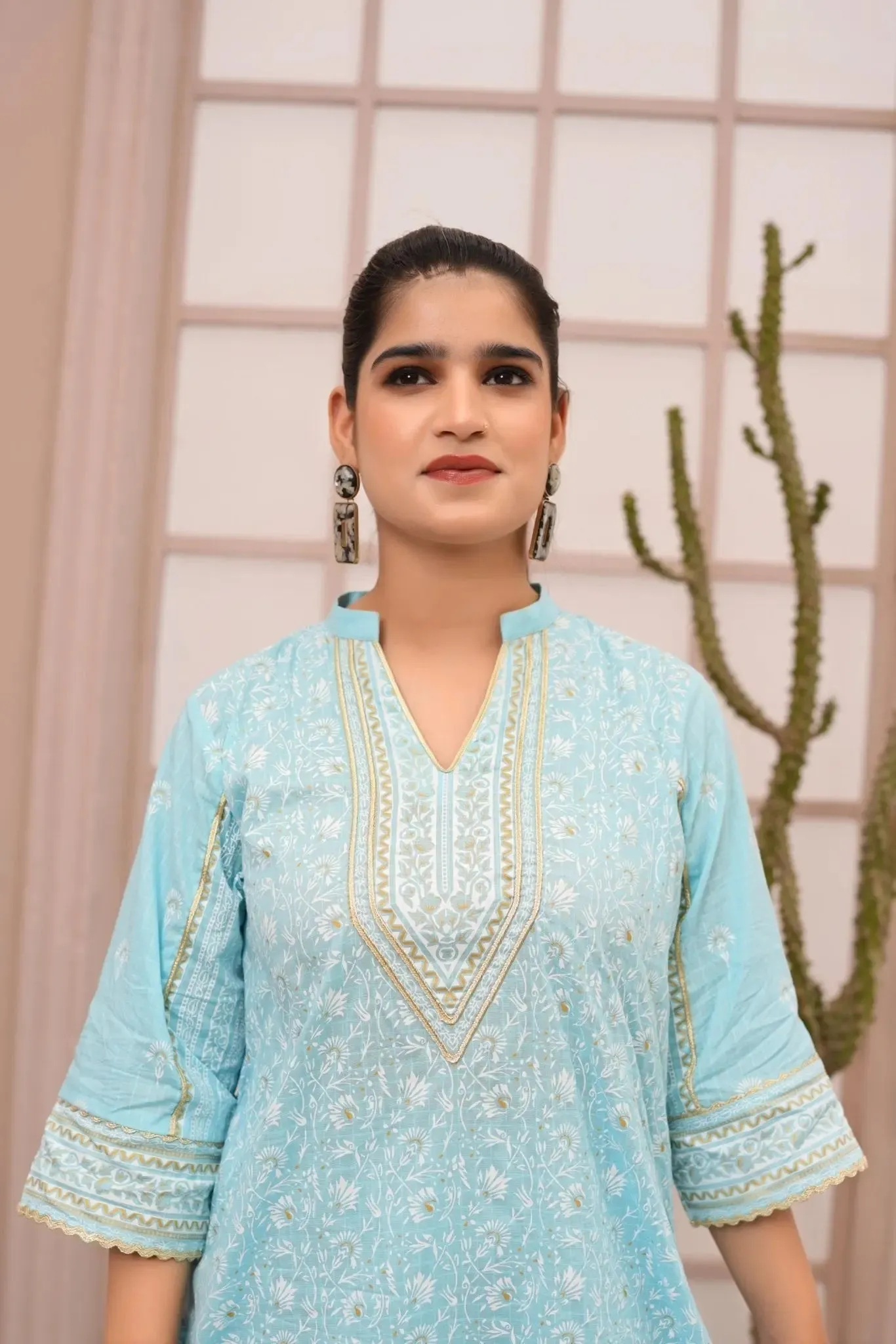 IshDeena Indian Kurta Set for Women: Cotton Fabric, Casual & Festive, 2-Piece Printed Kurta, Office Wear Plus Size M-3XL