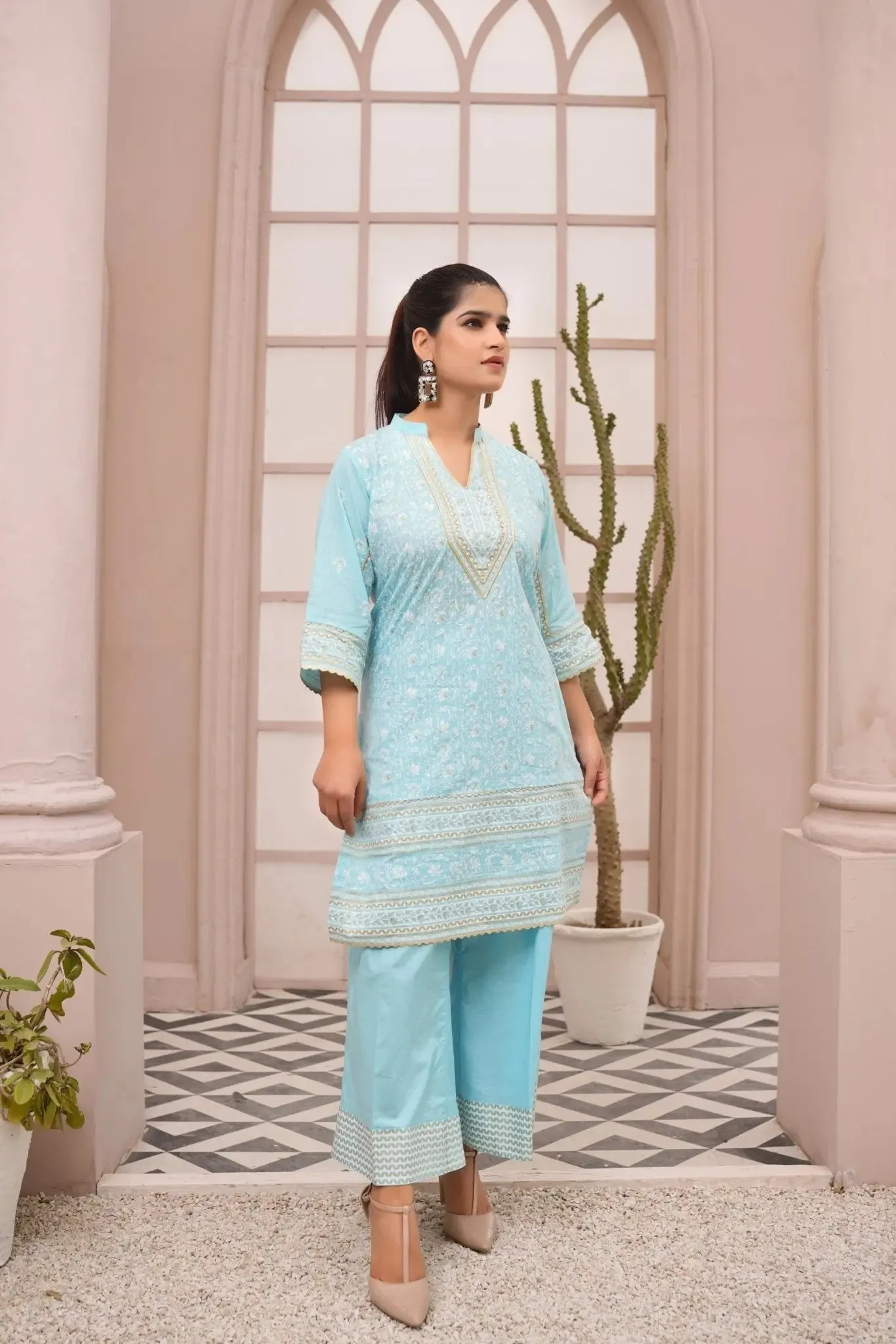 IshDeena Indian Kurta Set for Women: Cotton Fabric, Casual & Festive, 2-Piece Printed Kurta, Office Wear Plus Size M-3XL
