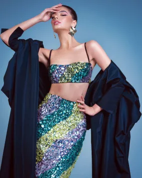 Layla Colorful Crystal Elegant Set Evening Dress