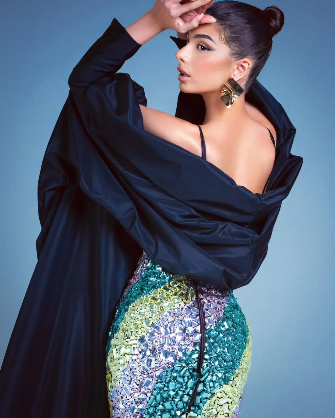 Layla Colorful Crystal Elegant Set Evening Dress