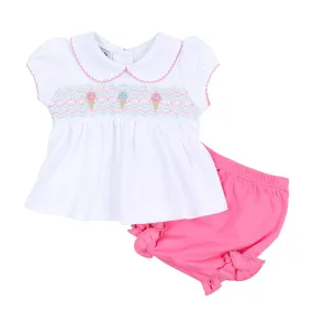 Magnolia Baby Girls Pink Ice Cream Classics Smocked Bloomers Set