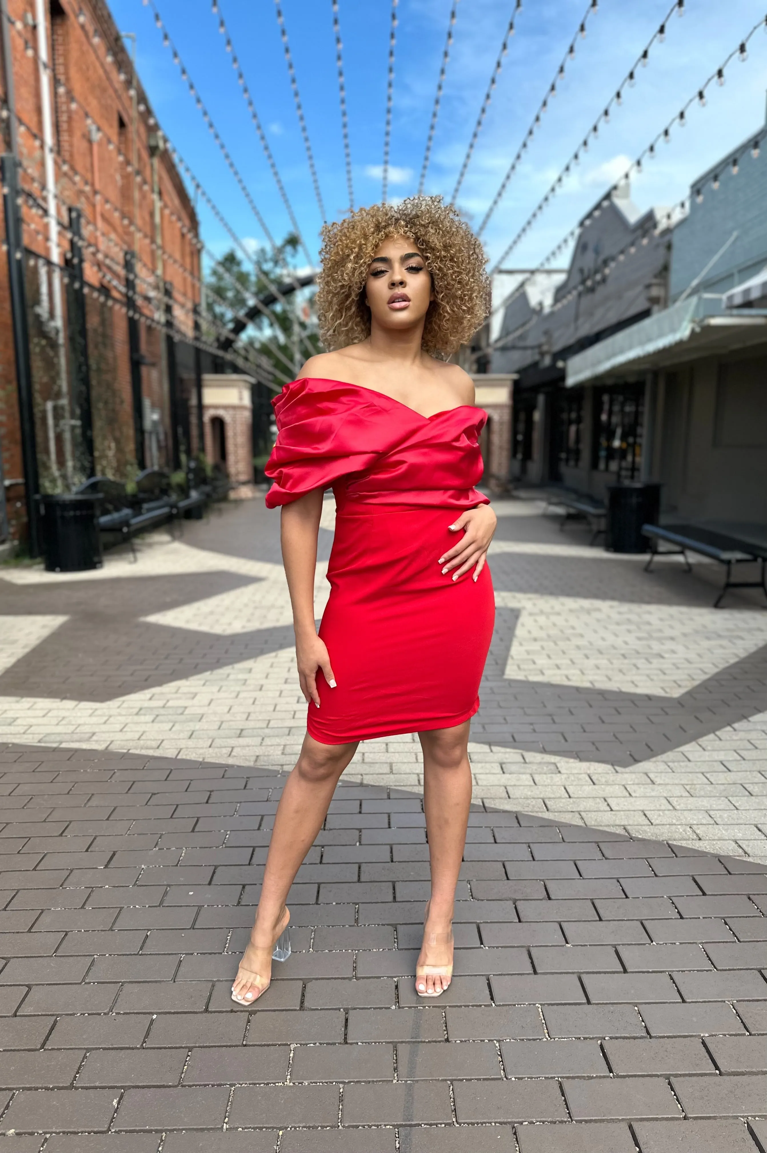 Maribelle Crepe Ruffle Dress