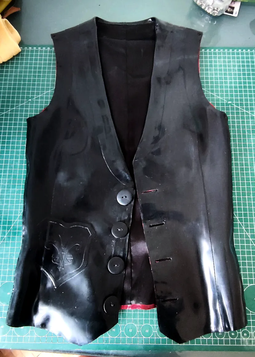 Men's Buttoned Latex Waistcoat with Inner Fabric Lining