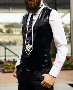 Men's Buttoned Latex Waistcoat with Inner Fabric Lining