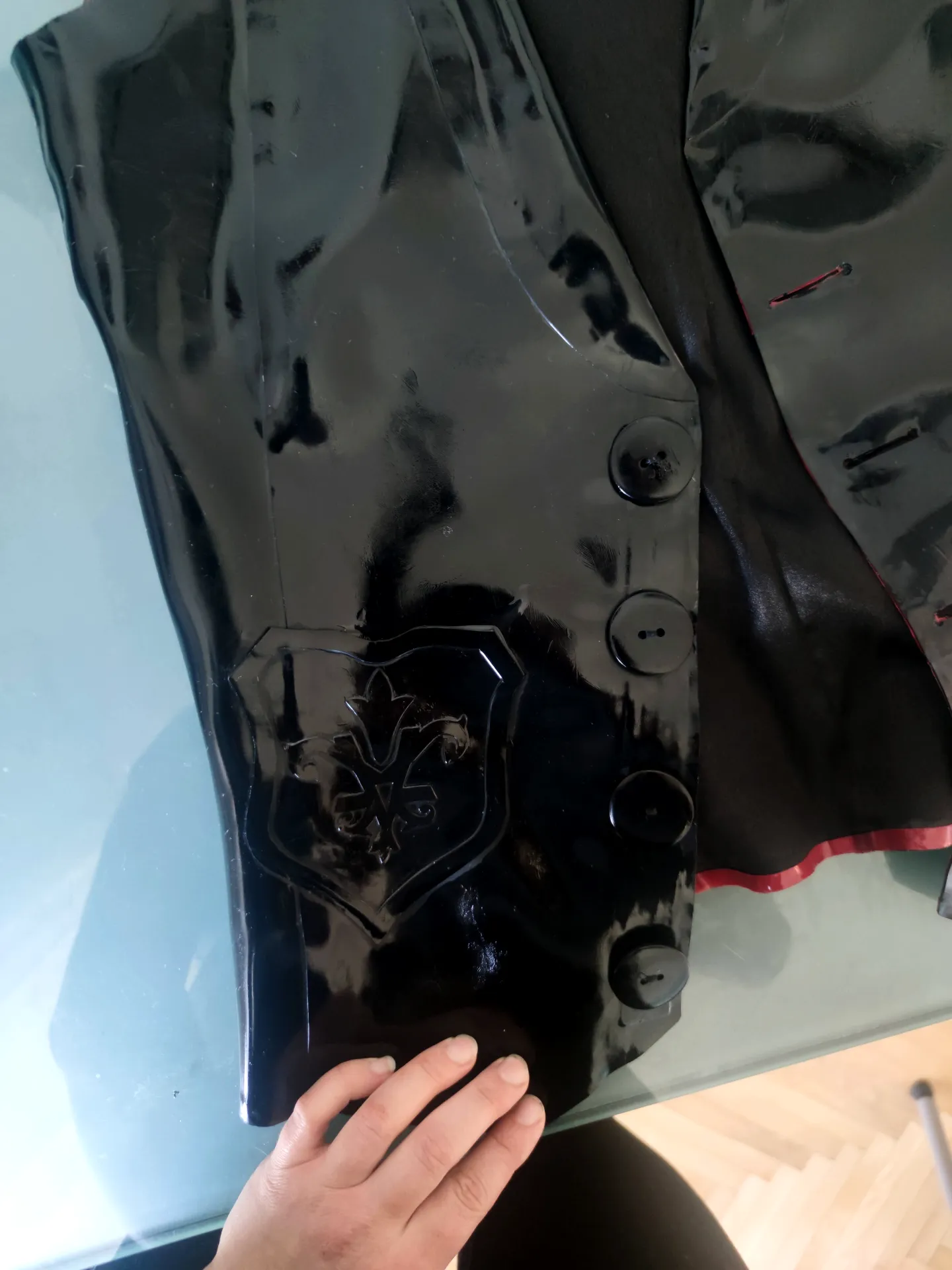 Men's Buttoned Latex Waistcoat with Inner Fabric Lining