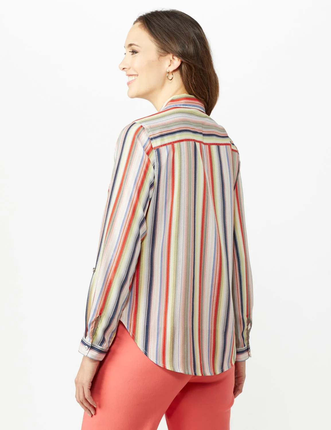 Multi Stripe Roll Tab Shirt