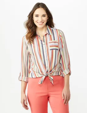 Multi Stripe Roll Tab Shirt