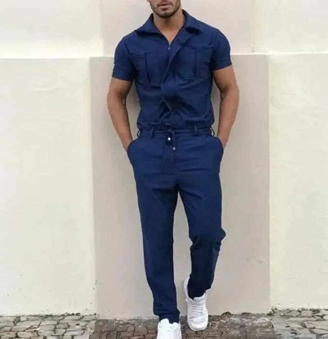 New Cotton European and American Men's trousers casual one-piece suits belted uniforms uniforms overalls men's jumpsuit S3187161