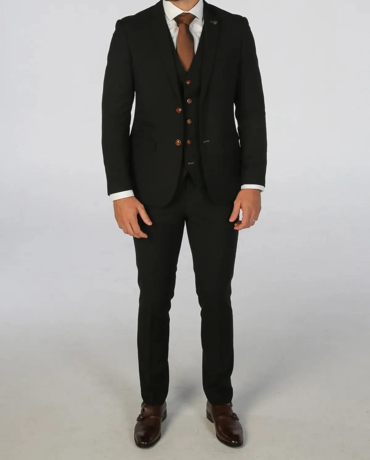 Paul Andrew Textured Mayfair Black 3Pc Suit
