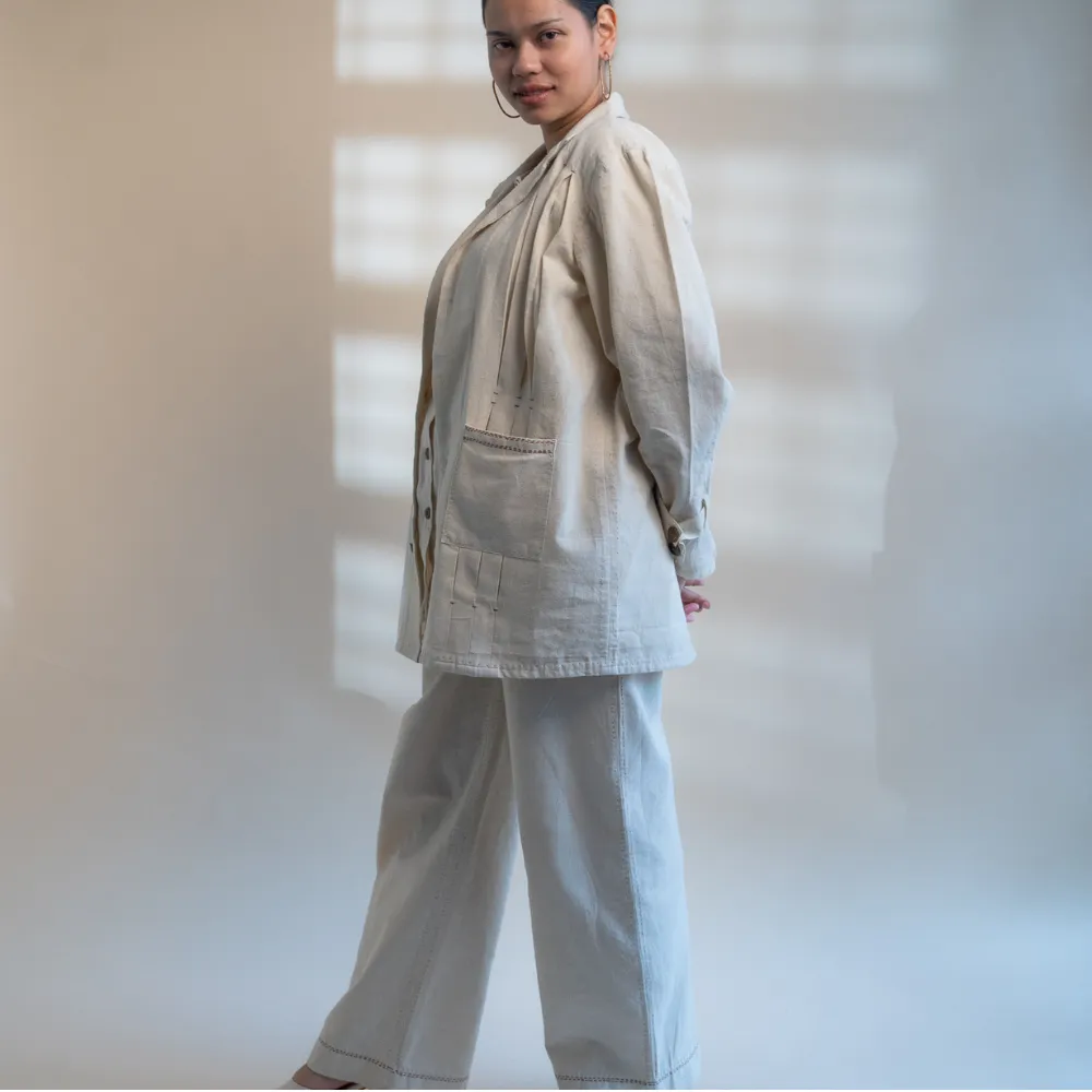 Pleated Blazer For Him & Her | Textured with Kantha Embroidery