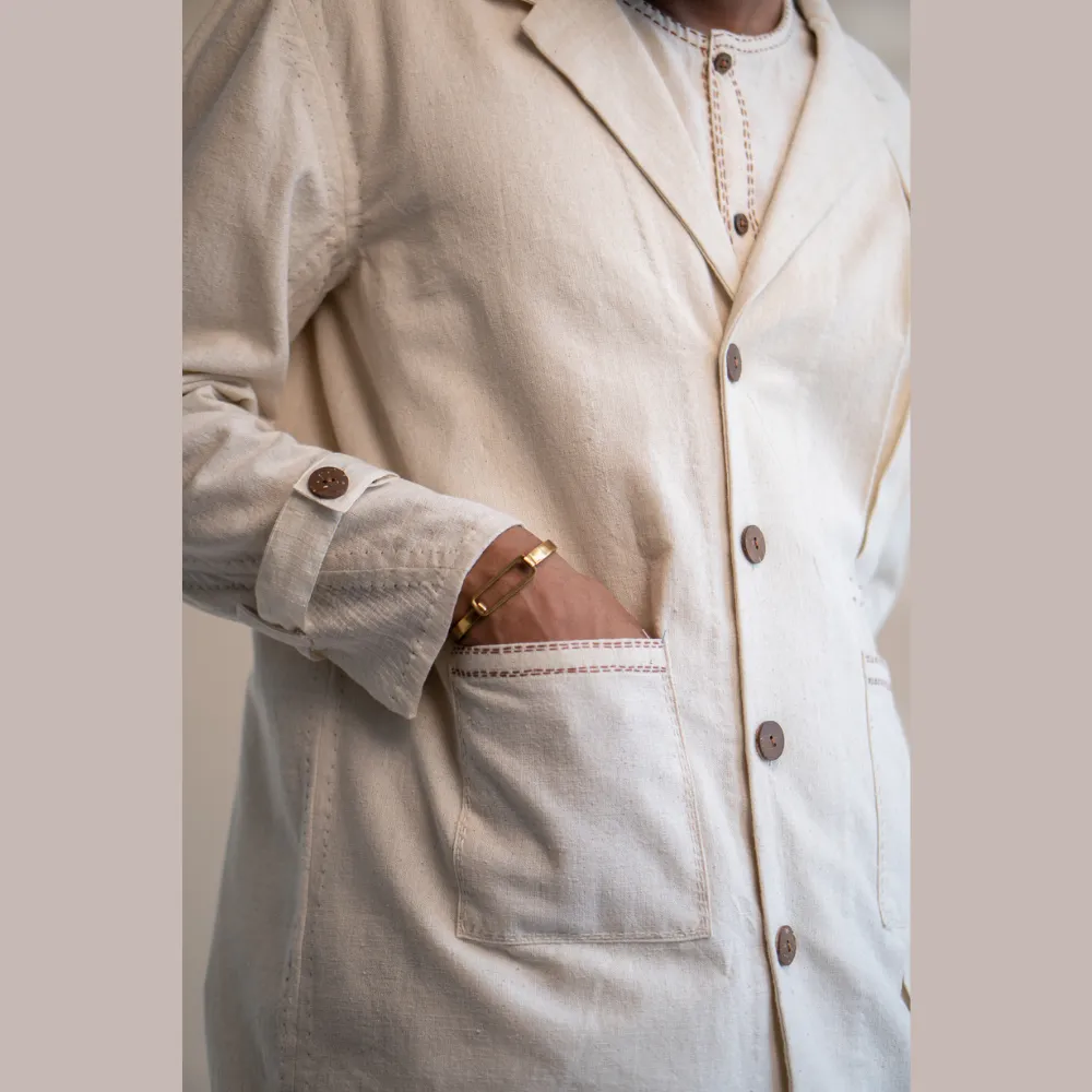 Pleated Blazer For Him & Her | Textured with Kantha Embroidery
