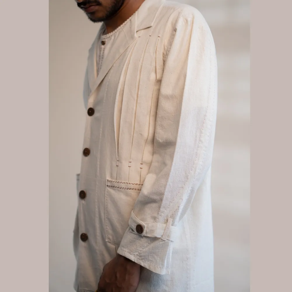 Pleated Blazer For Him & Her | Textured with Kantha Embroidery