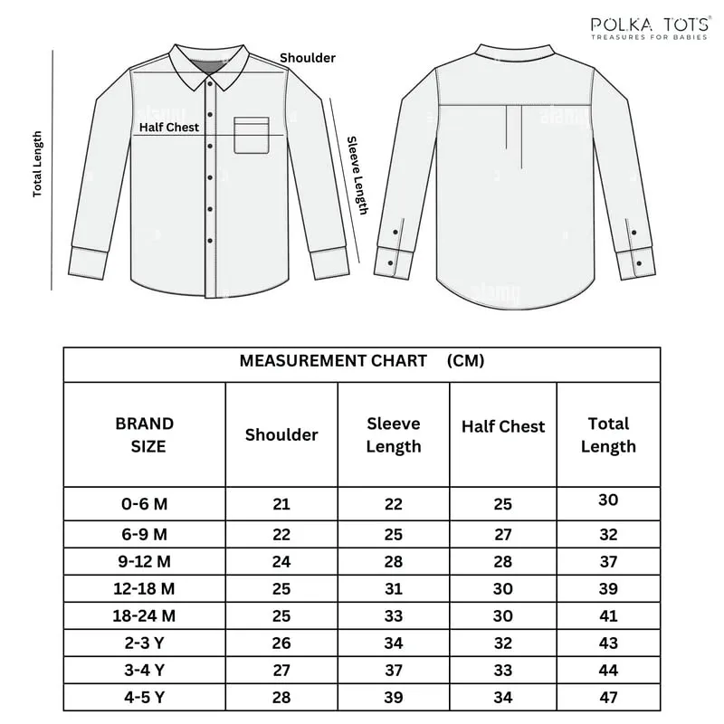 Polka Tots Full Sleeve Shirt Hippopotamus Thread Embroidery - Blue