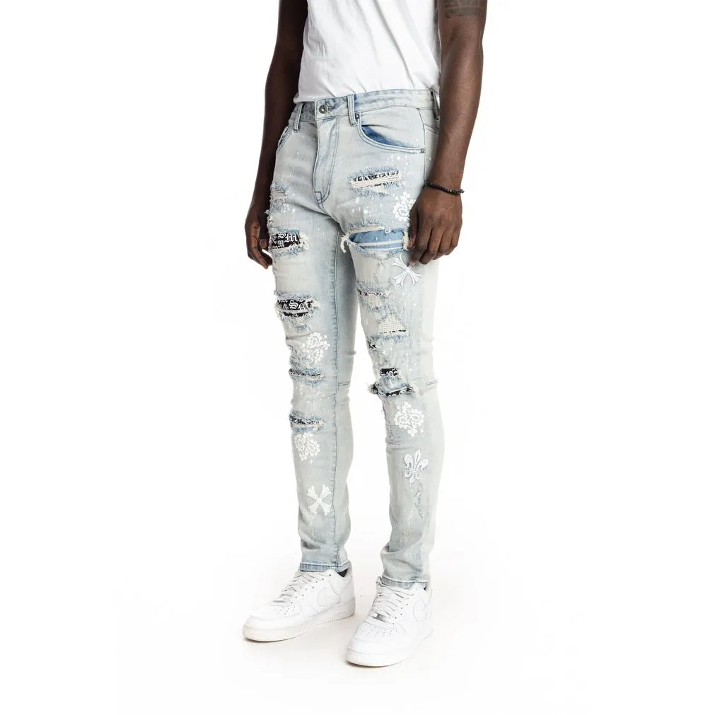 Rip And Repair Fashion Jeans - Hazy Blue