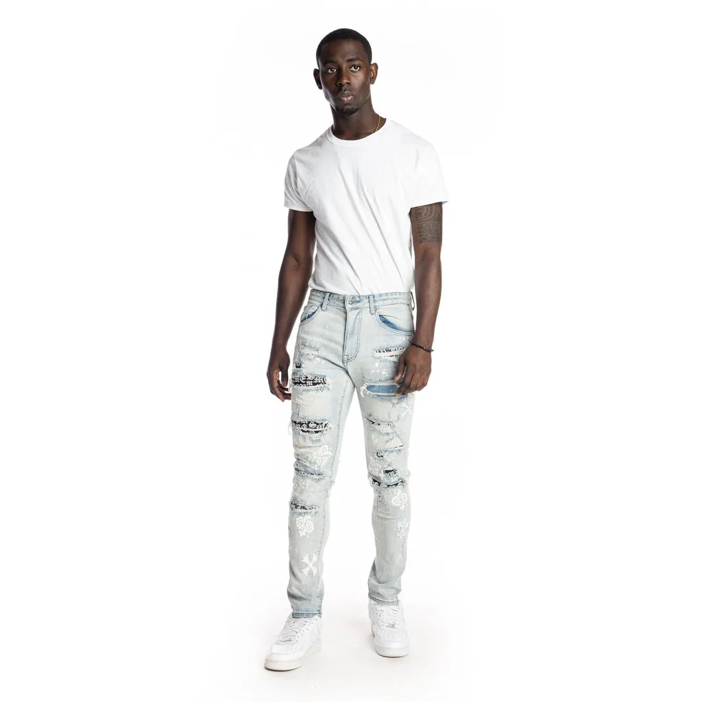 Rip And Repair Fashion Jeans - Hazy Blue