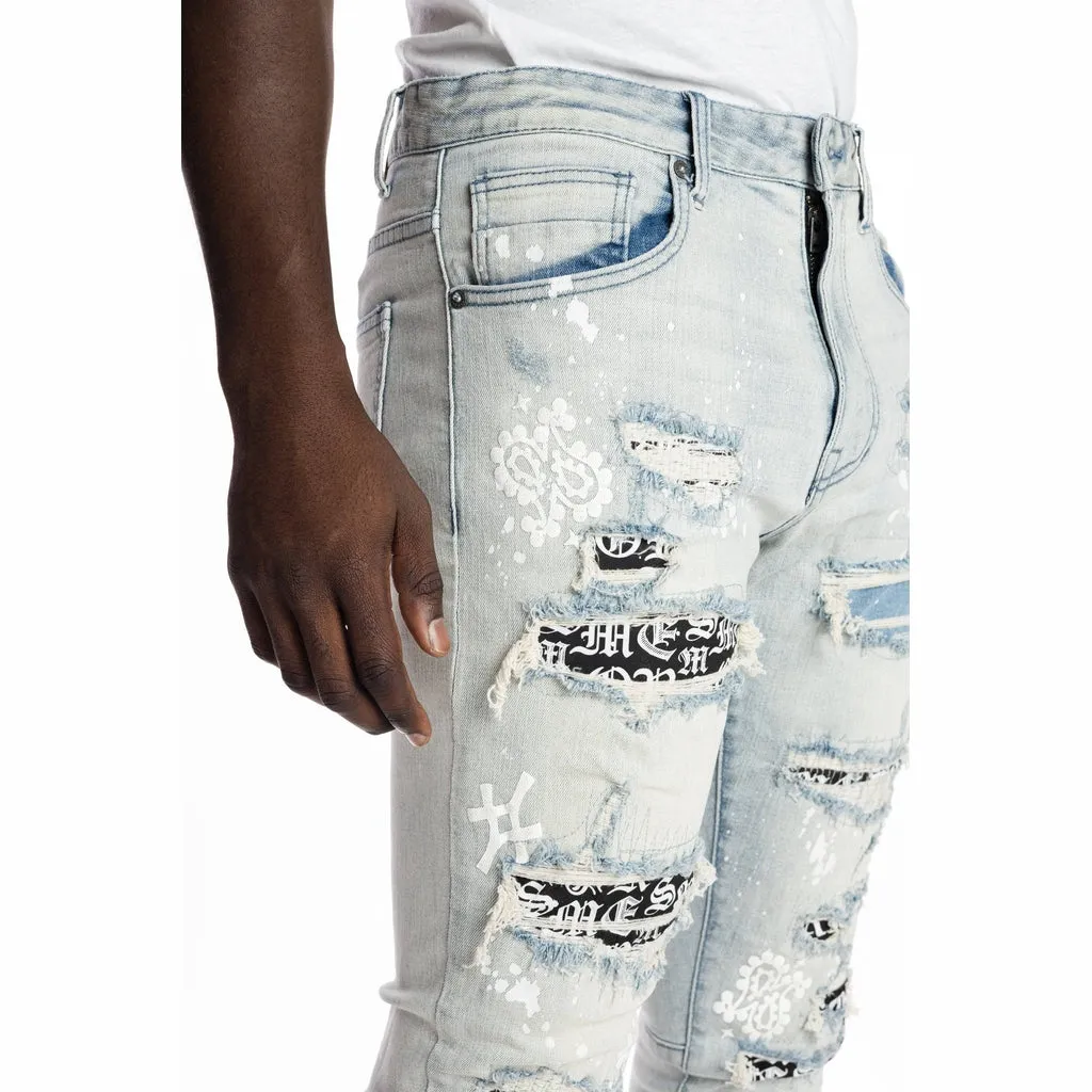 Rip And Repair Fashion Jeans - Hazy Blue