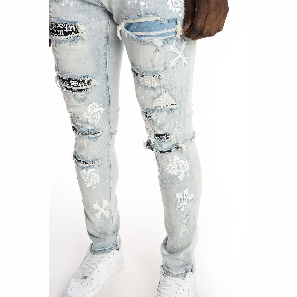 Rip And Repair Fashion Jeans - Hazy Blue