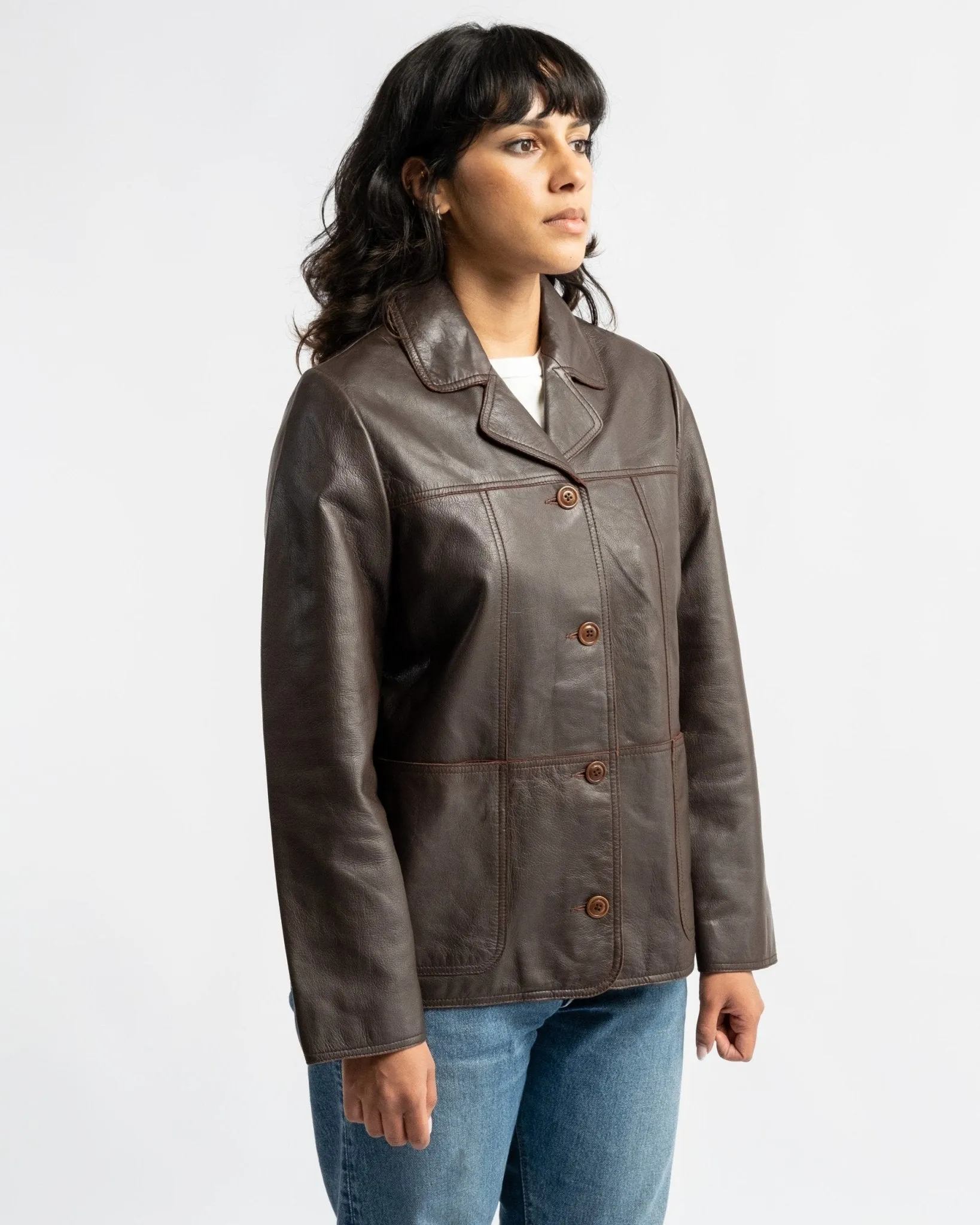 Saga Leather Blazer Dark Brown