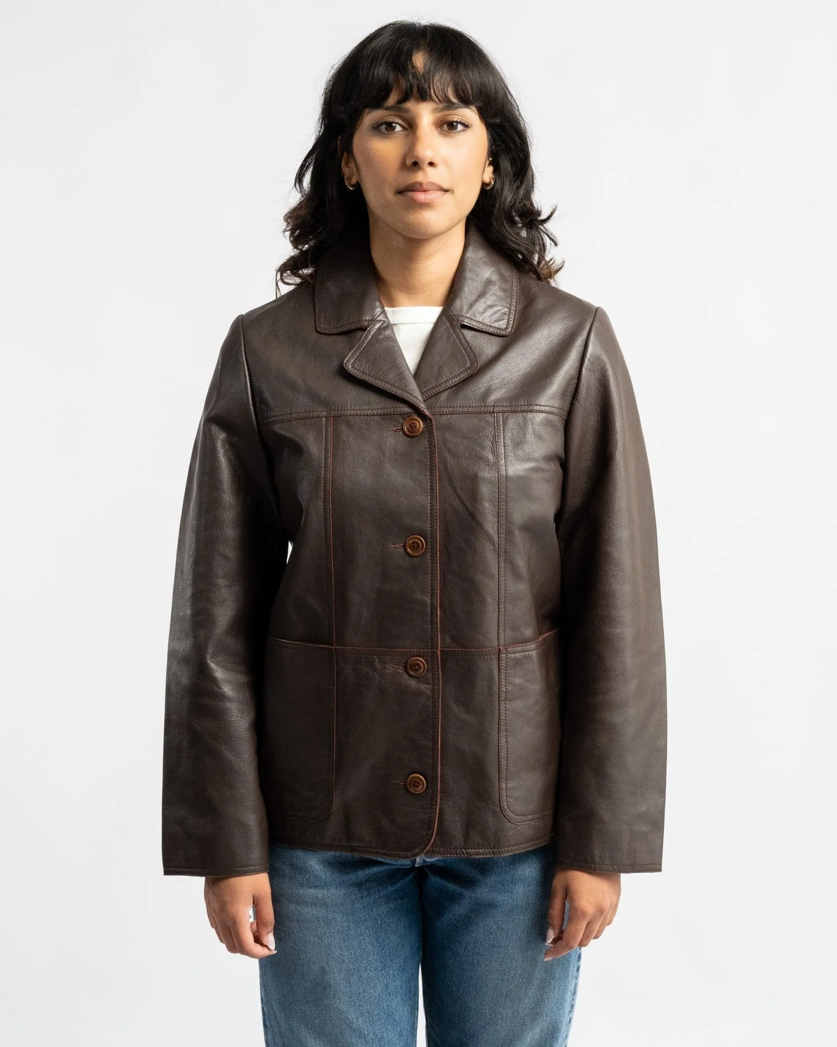 Saga Leather Blazer Dark Brown