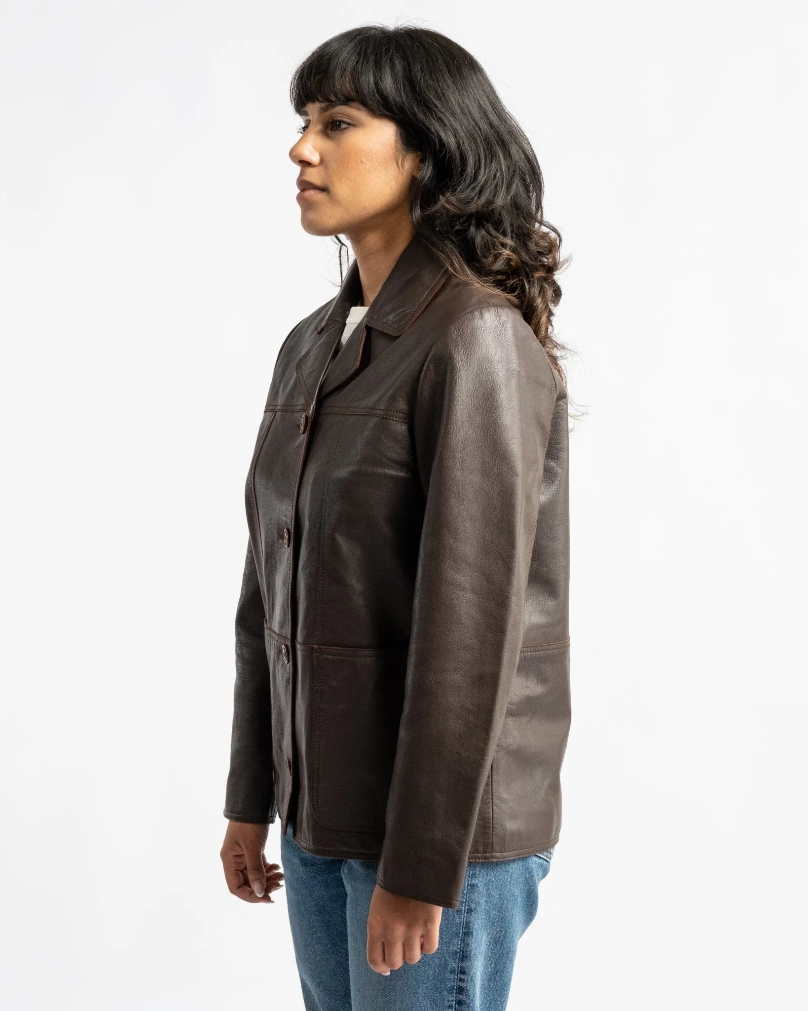 Saga Leather Blazer Dark Brown