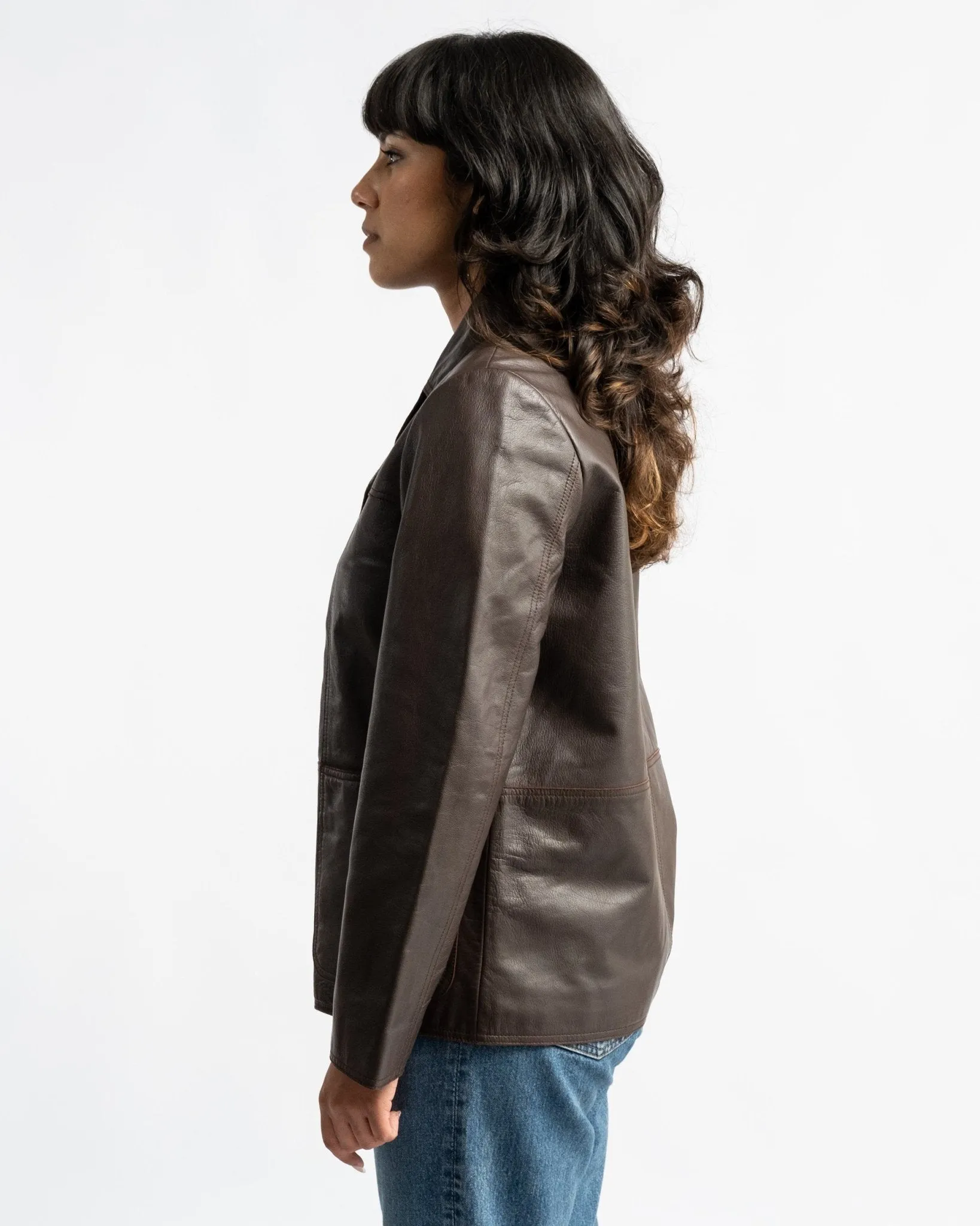 Saga Leather Blazer Dark Brown