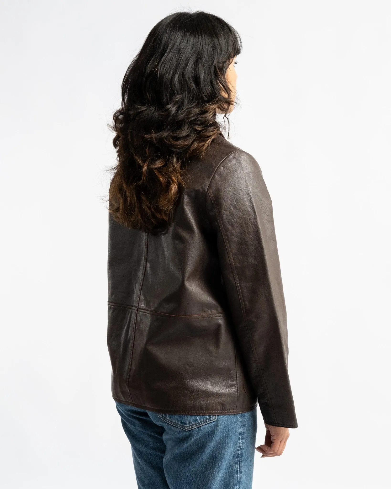 Saga Leather Blazer Dark Brown