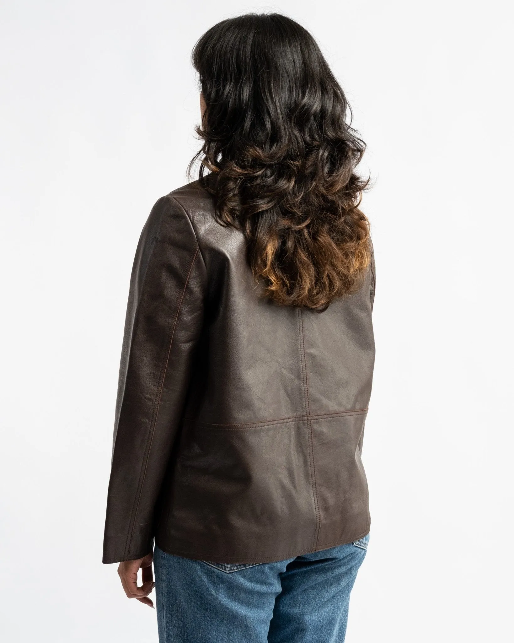 Saga Leather Blazer Dark Brown