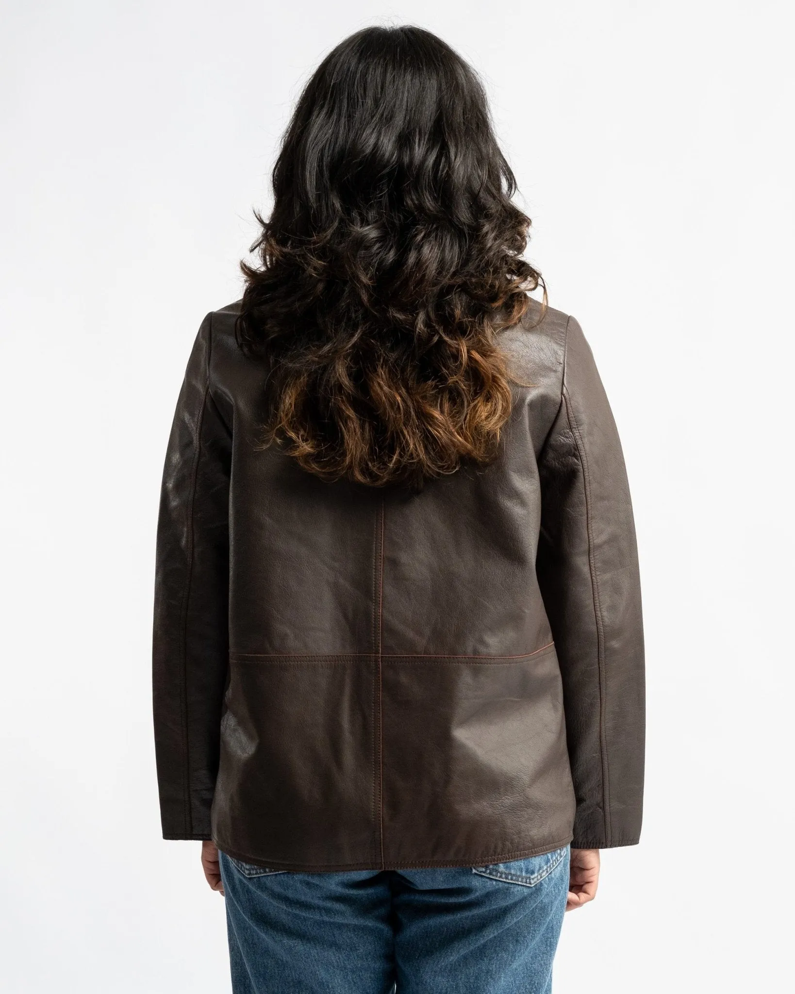 Saga Leather Blazer Dark Brown