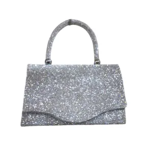 Silver Crystal Clutch Bag