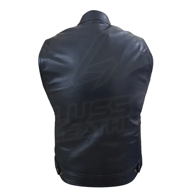 The "Club Rider" Motorcycle leather Vest with zippered lining for patches