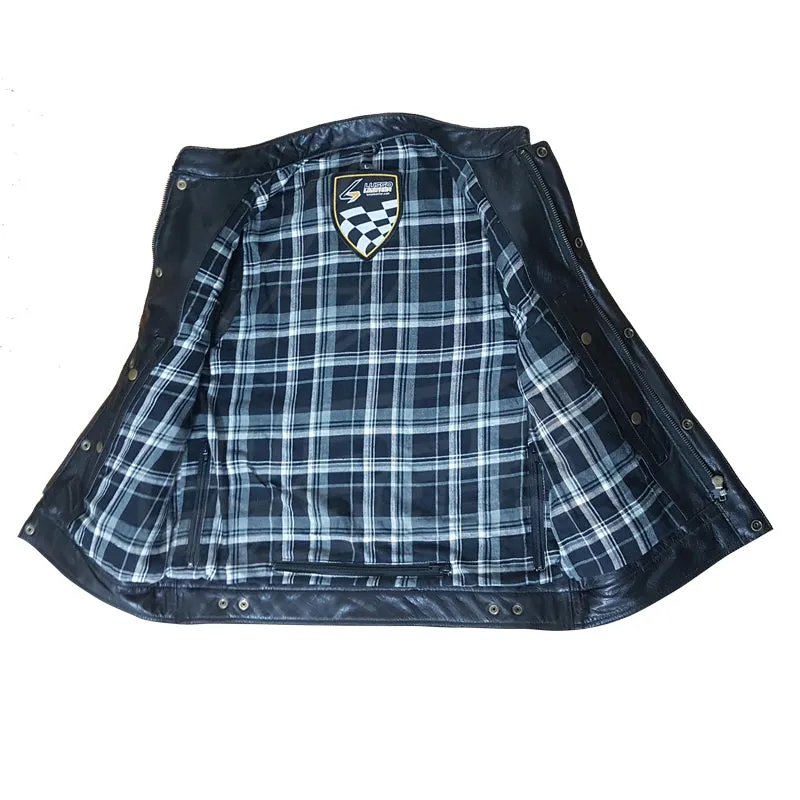 The "Club Rider" Motorcycle leather Vest with zippered lining for patches