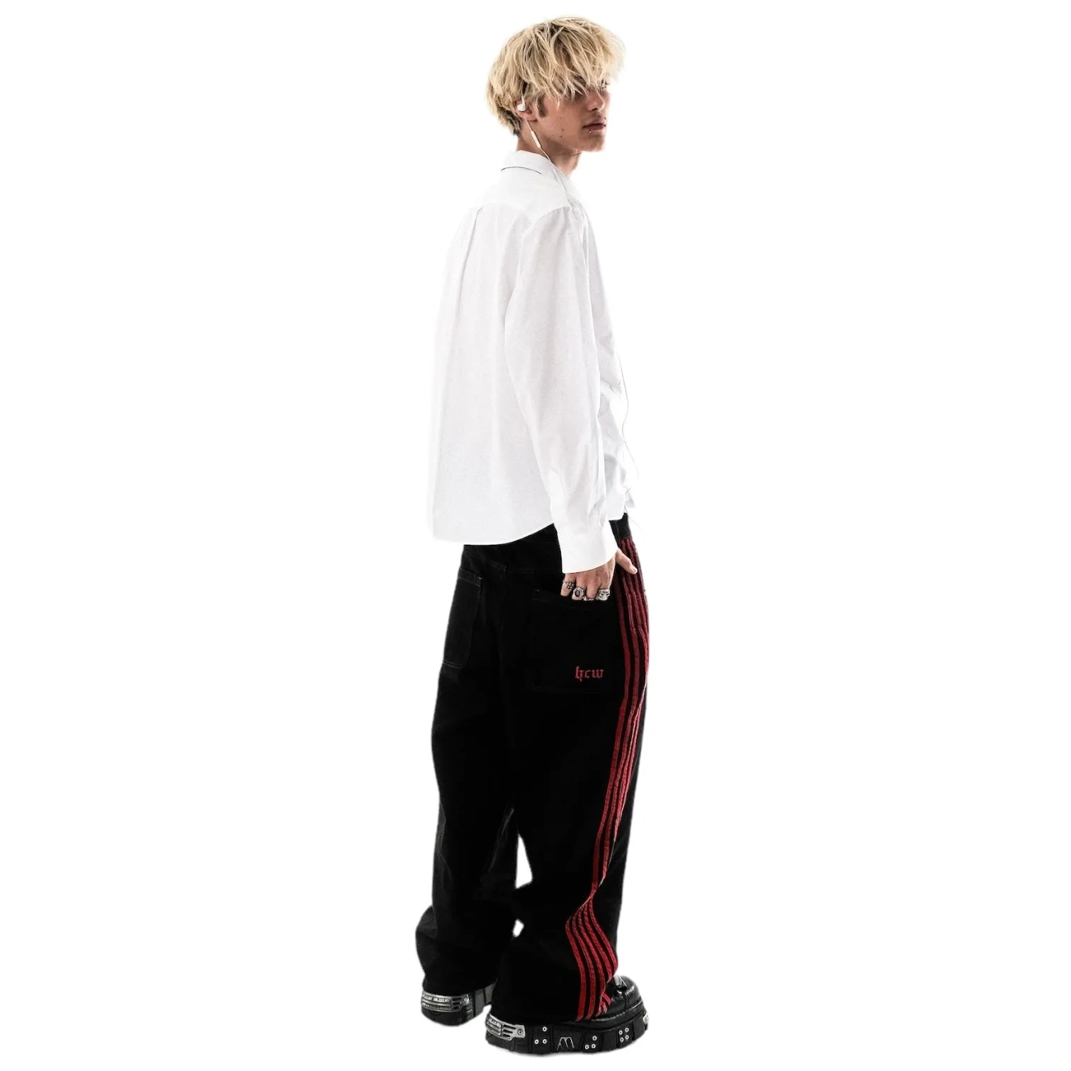 TRACK JEANS (BLACK/RED)